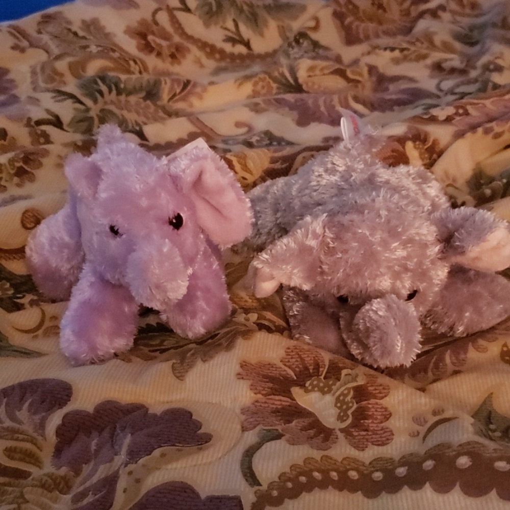 2 elephant stuffed animals